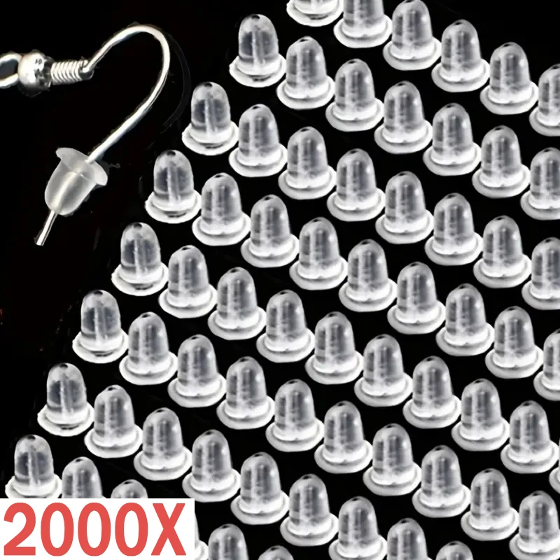 500-2000Pcs Soft Silicone Rubber Earring Clasp Styles Ear Nut Plugging Earring Back Earstud Findings Earring Jewelry Accessories