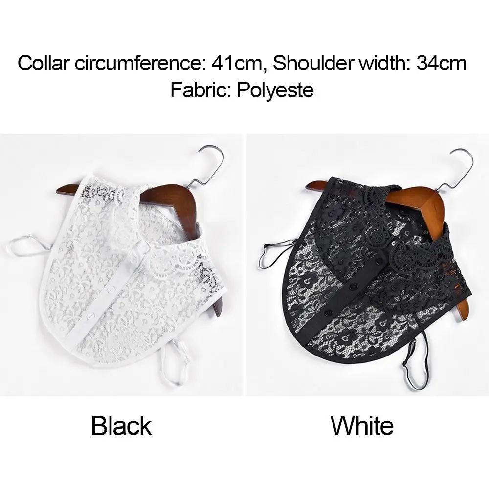 إكسسوارات الملابس، ياقة وهمية قابلة للفصل، أبيض وأسود، ياقة كاذبة قابلة للتعديل، شال دانتيل، لف النساء والفتيات
