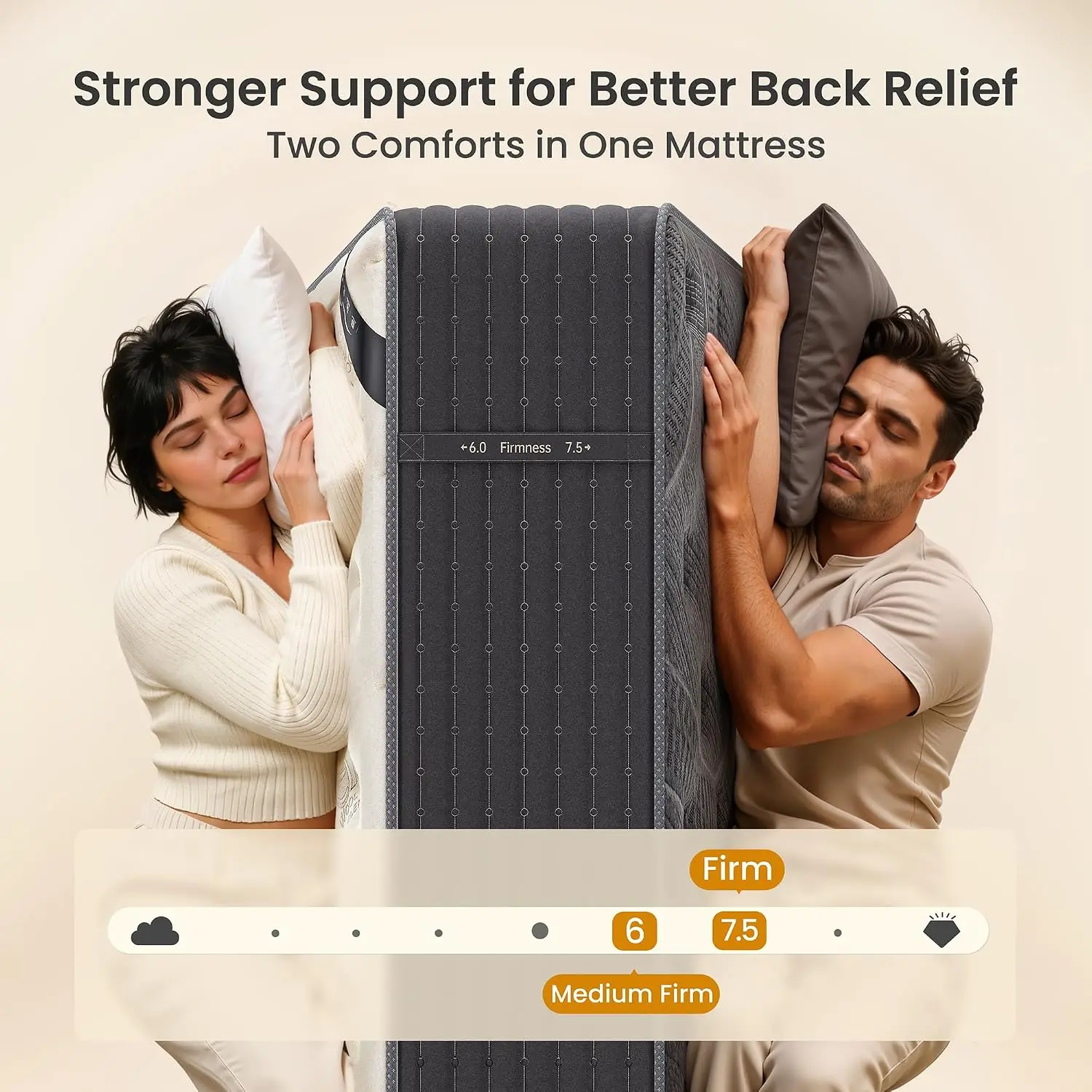 14 Inch Cashmere Hybrid King Mattress in a Box, Dual-Sided Medium Firm & Firm, Cooling Gel Memory Foam Mattress,, Customized
