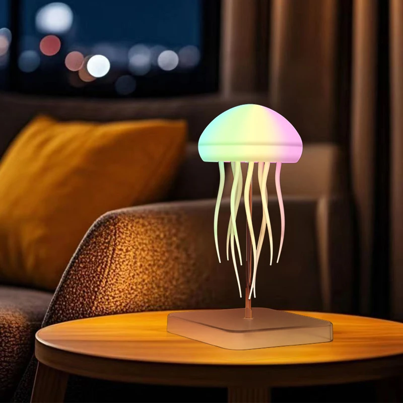 

10 Colors Gradient Changing Rechargeable Desk Lamp Remote & Touch Controlling Floating Lighted Jellyfish LED Night Light