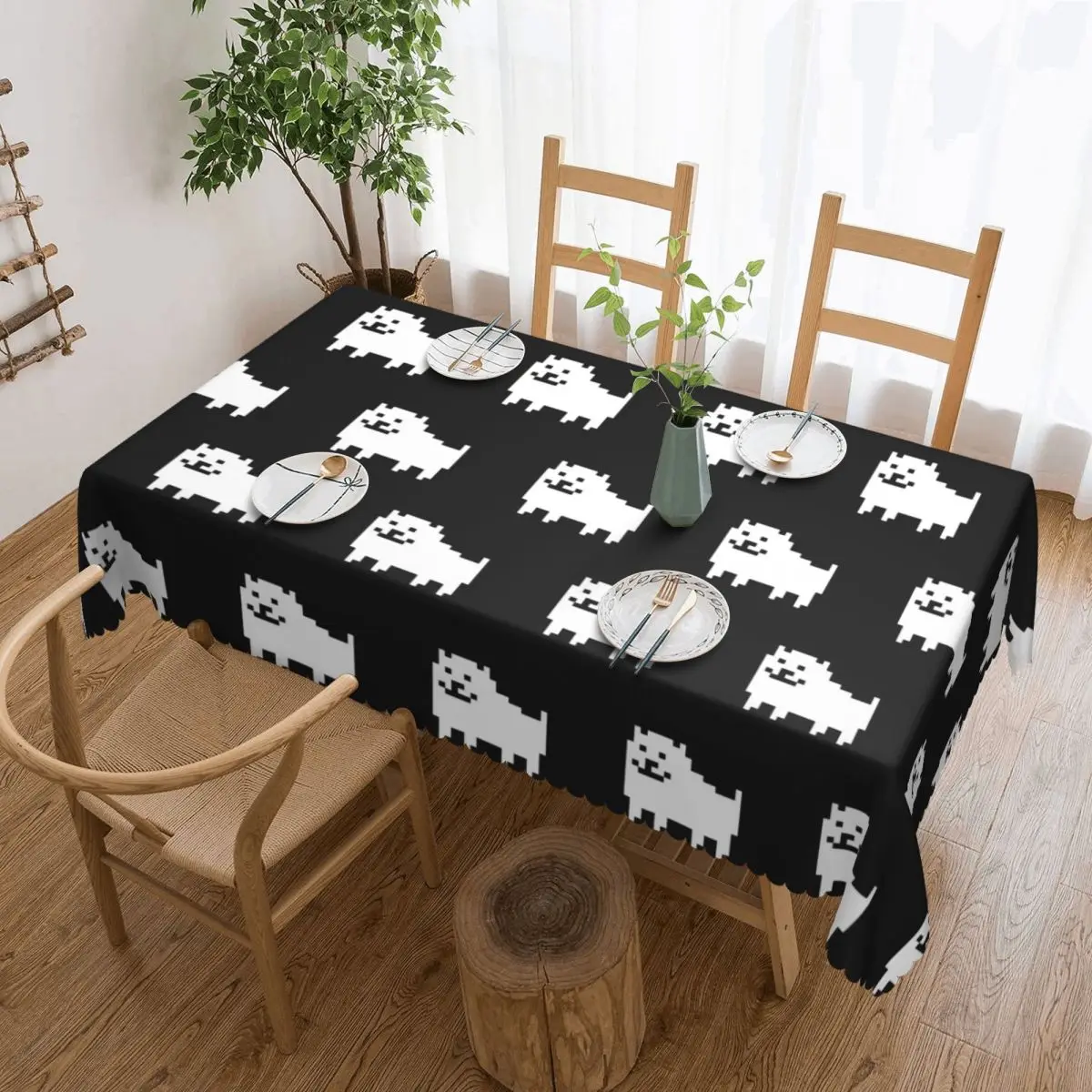 Undertale Annoying Dog Tablecloth Restaurant Kitchen Rectangular Tablecloth Festival Party Tablecloth Outdoor Dining Table Cover