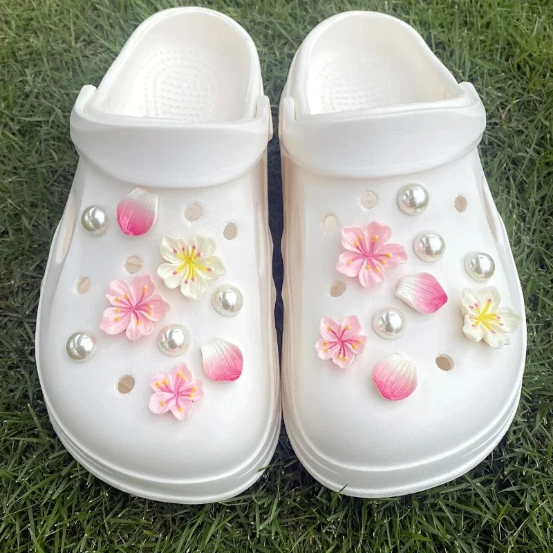 Breloques de chaussures à la mode, 18 pièces, pour Branches et fleurs créatives, sabots, boucle de chaussure, accessoires de chaussures mignons, décoration pour filles, cadeau