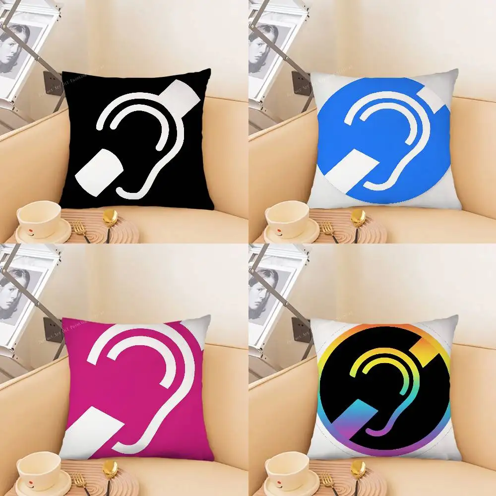 1pc International Deaf And Hoh Symbol Pillow Case Fashion Square Pillowcase Bedroom Sofa Room Ins Decoration Leisure