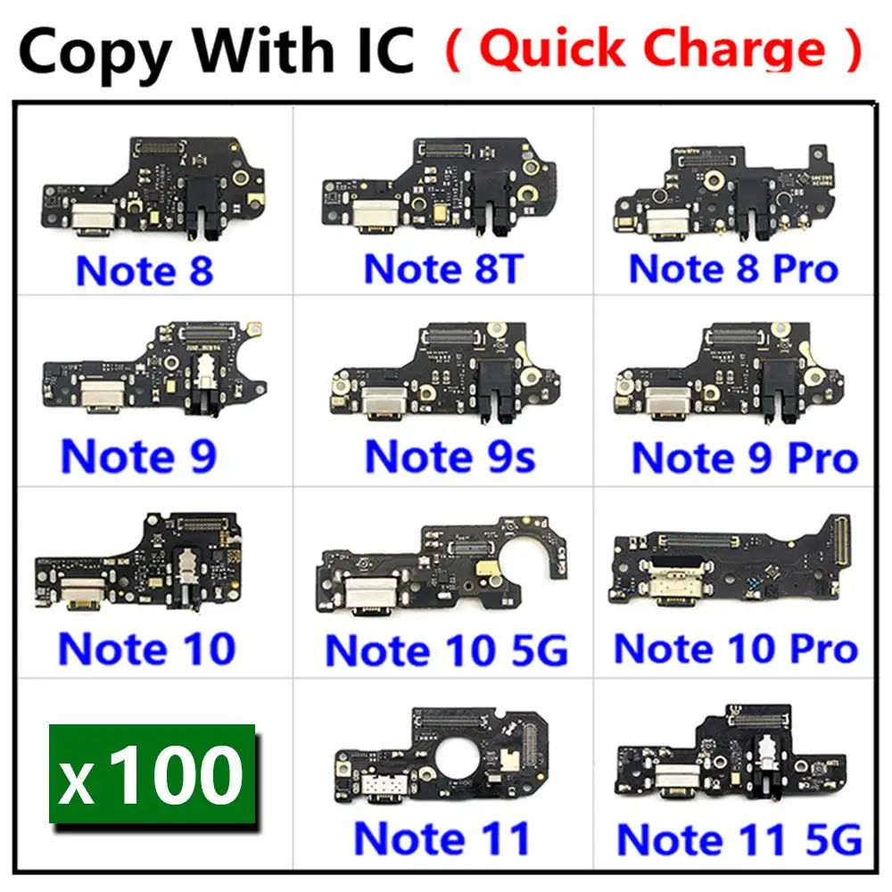 

100Pcs USB Charge Port Dock Connector Charging Board Flex Cable For Xiaomi Redmi Note 7 8 8T 9S 9 10 10s 11 Pro 4G 5G 9 9A 8 8A