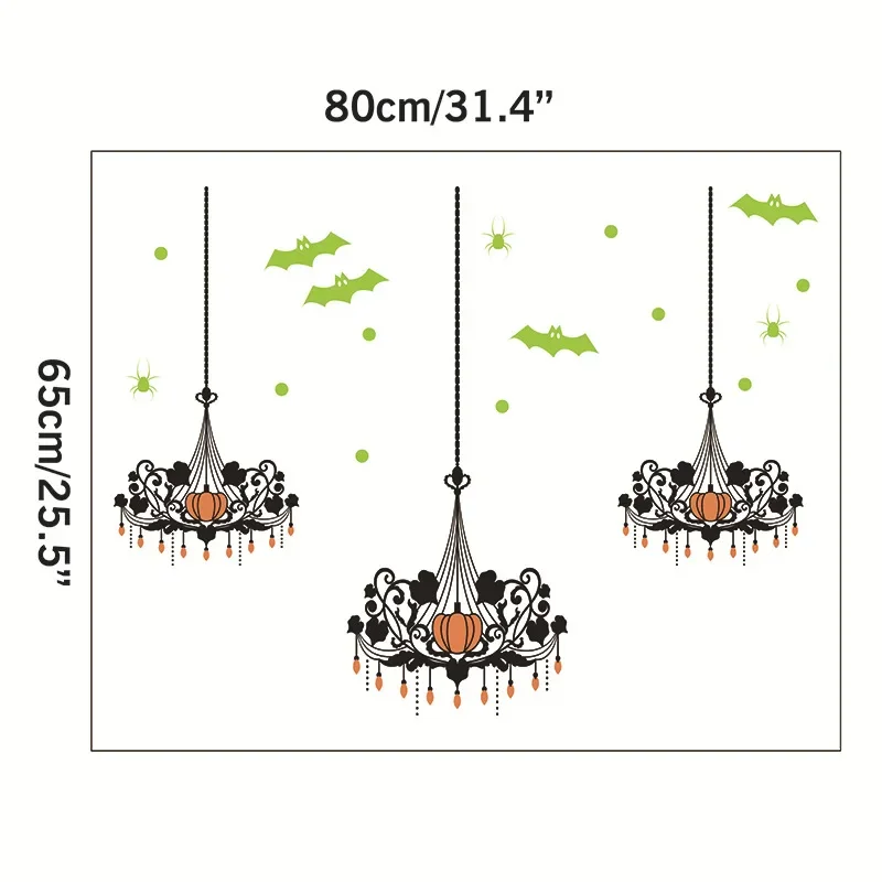 

Halloween 2019 New Pumpkin Bat Chandelier Luminous Wall Stickers Glass Window Home Decoration Wall Stickers