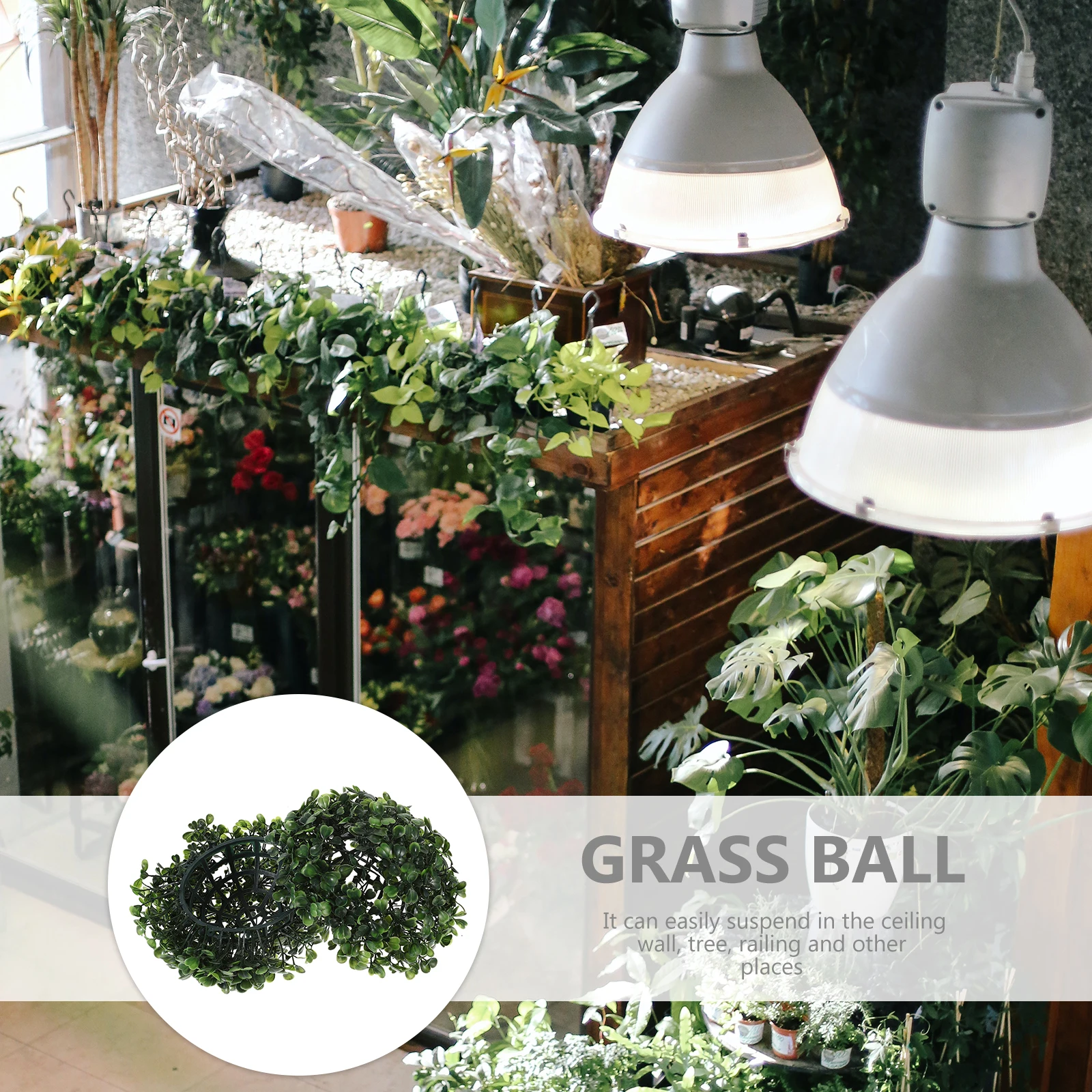 

2pcs Hanging Grass Ball Artificial Plant Decor For Home Wedding Party Ceiling Wall Large Faux Sphere Ornament