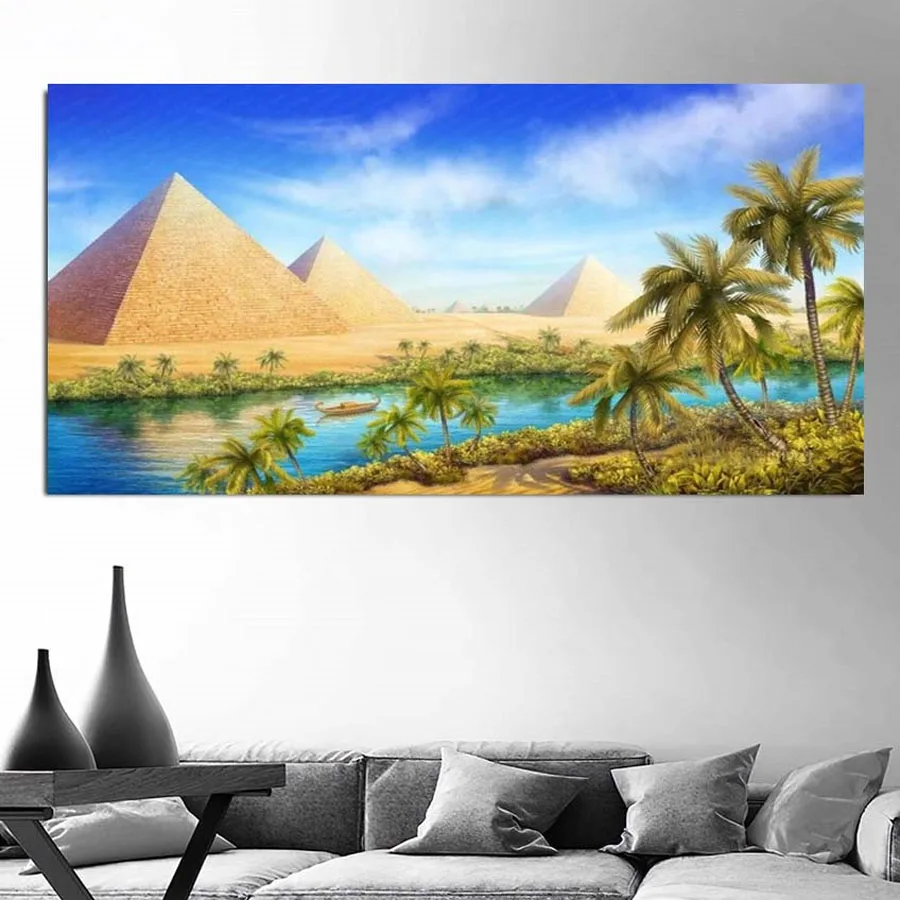 

5D Diy Diamond Painting Full Square Round Drill Mosaic Egypt Pyramid Landscape Diamond Embroidery Rhinestone Large Decor