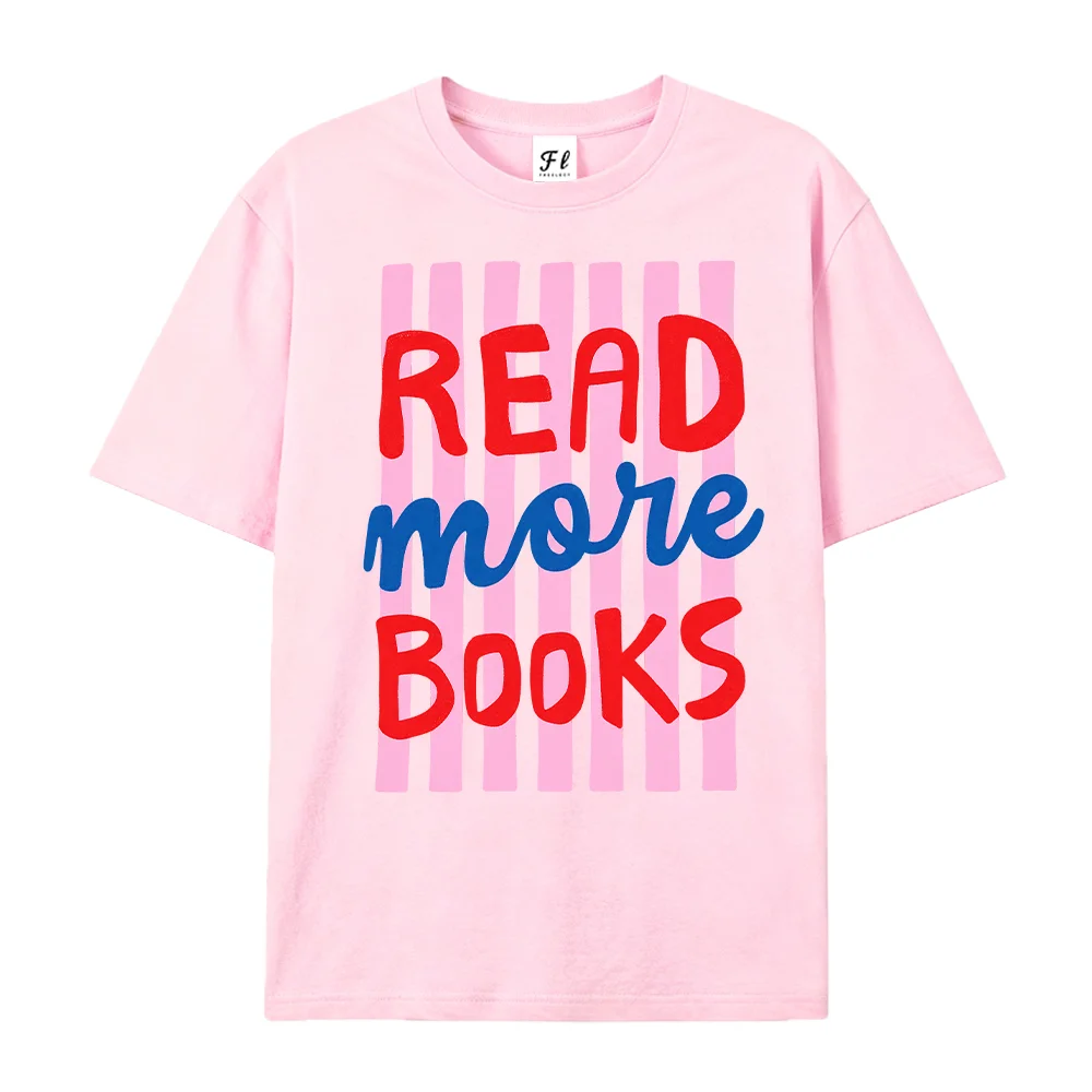 Women T Shirt Read More Books Letter Graphic Tee Book Lover Reading Quote Casual Summer Ladies Short Sleeve Tops