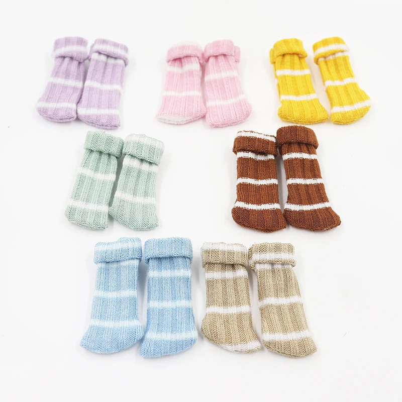 Outfits for ICY DBS Blyth 1/6 Doll Cute horizontal bar socks pile pile socks knitted socks