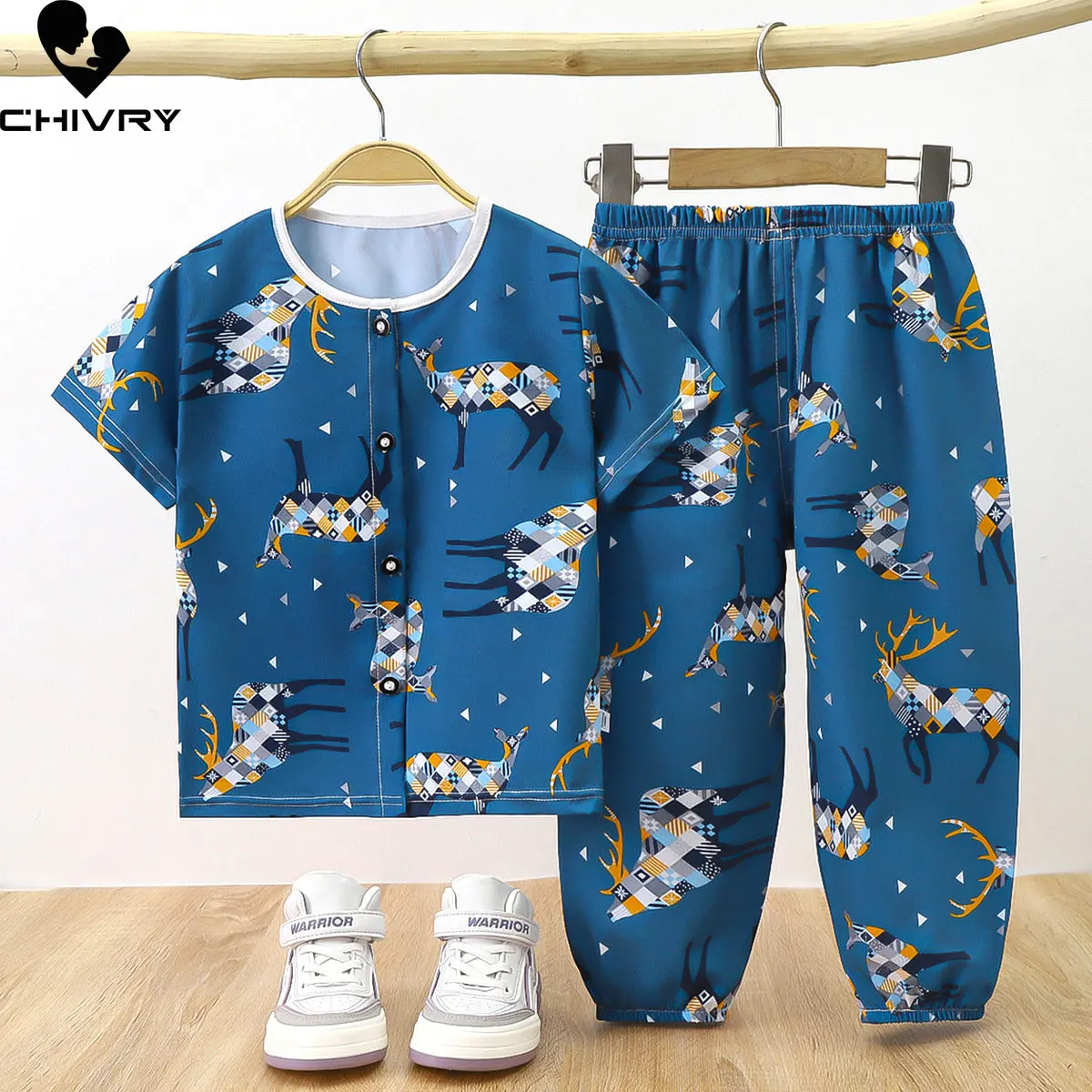 

Kids Summer Thin Pajamas Sets New 2023 Boys Girls Cartoon Short Sleeve Shirt Tops with Pants Baby Boy Girl Sleepwear Homewear