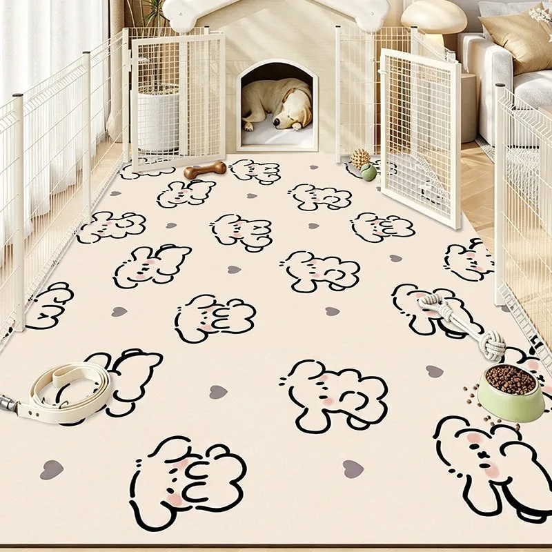 Cartoon Pet Rug Waterproof Urine-proof Scrubable Washable Rugs Cat Dog Kennel Fence Floor Mat Pvc Leather Mats Carpet Tapete 카페트