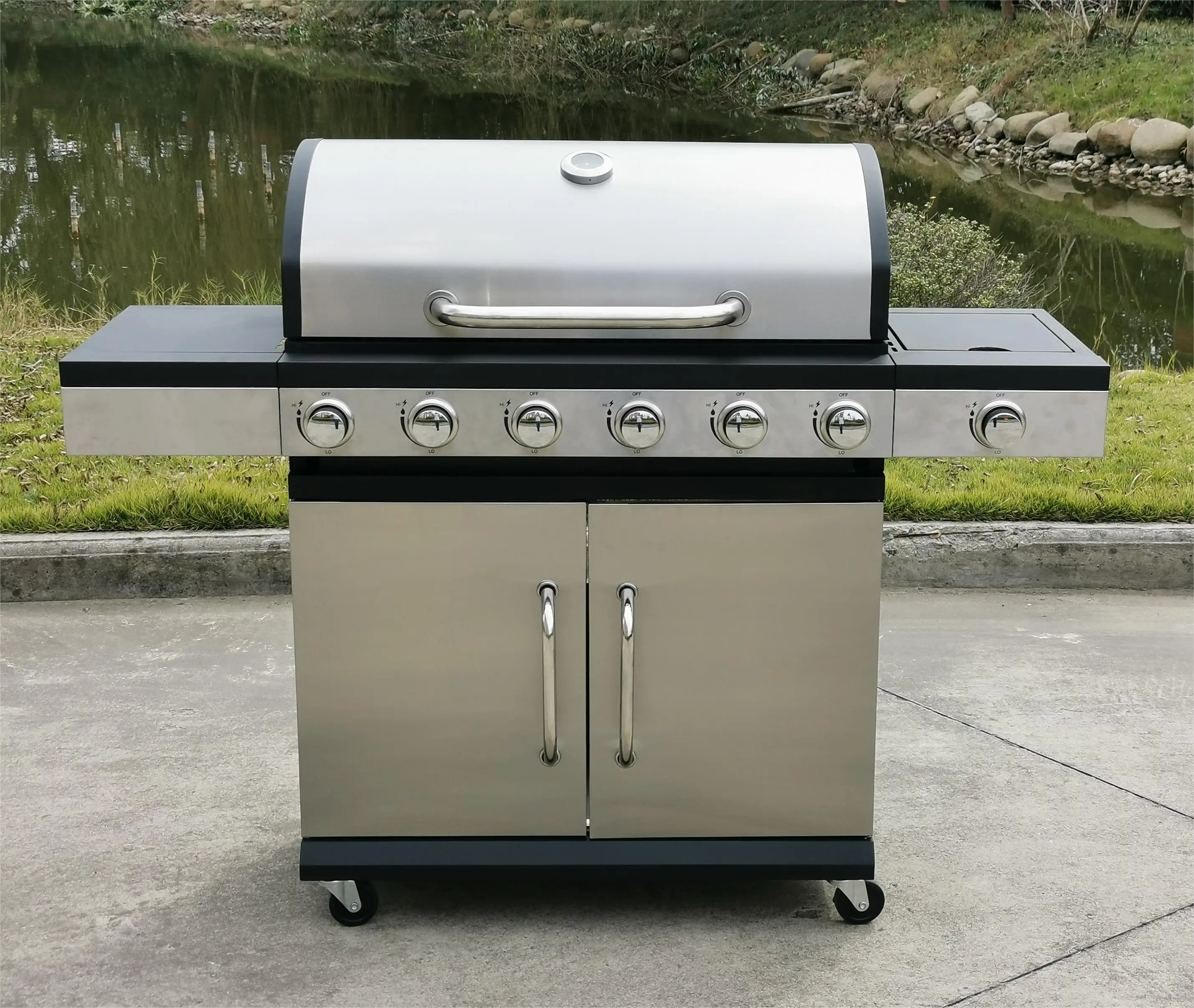 

Portable Heavy Duty Stainless Steel 6+1 Burner Gas Grill BBQ Grills
