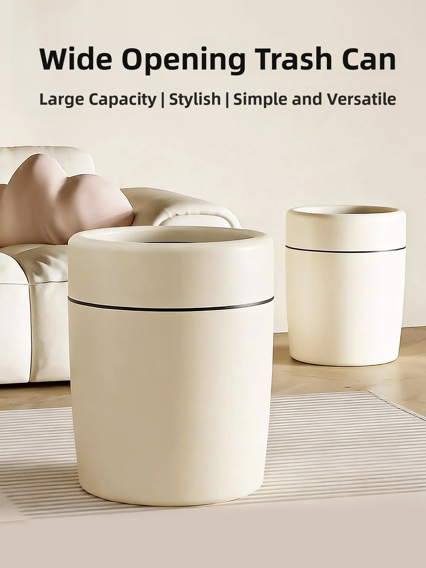 

Простое круглое мусорное ведро большой вместимости для дома, гостиной, кухни, спальни, ванной комнаты, офиса, пластиковое, для бытового использования