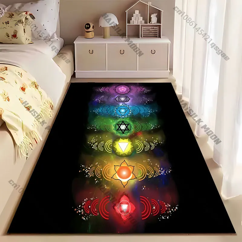 Chakra energy centers balance carpet Yoga living room room decor children's crawling mat doormat area rug games mat