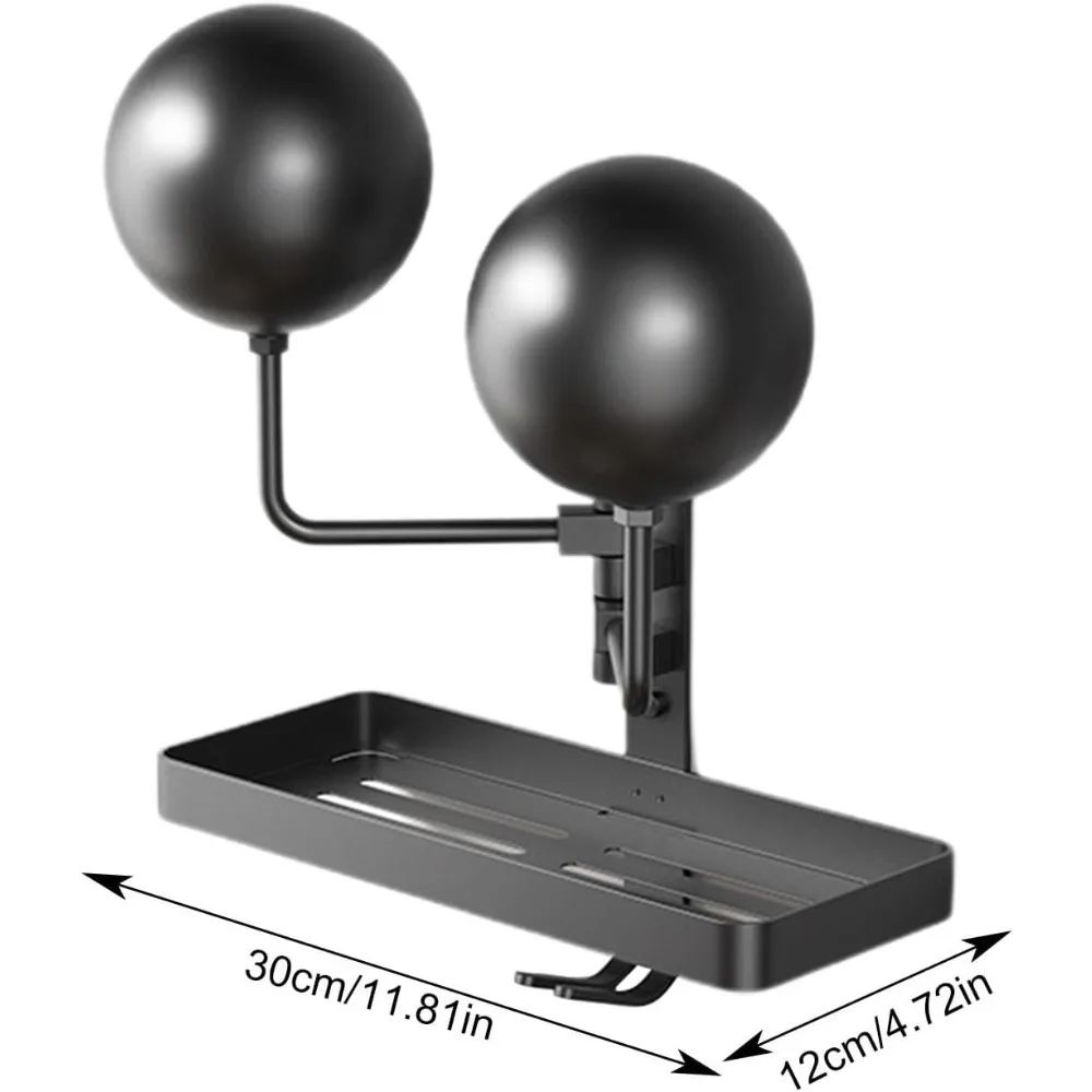 Wall Mount Motorcycle Helmet Organizer with Shelf - 180° Rotation, Multi-Purpose for Hard Hats, Gloves, Saves Garage Space