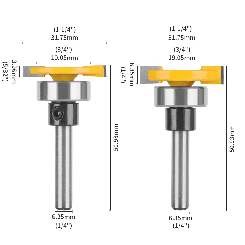 T Type Bit With Bottom Bearing Router Bit Woodworking Milling Cutter For Wood Bit Carbide Cutters Face Mill End Mill