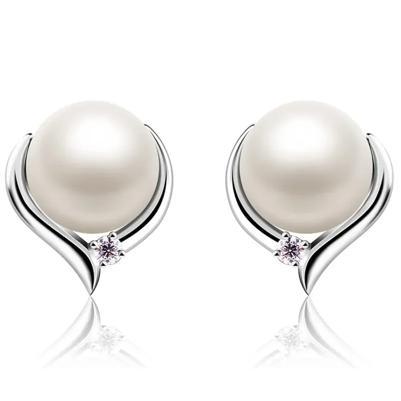 Huitan Chic Imitation Pearl Stud Earrings for Women Trendy Elegant Wedding Party Jewelry Simple Stylish Ear Accessory Lady Gift