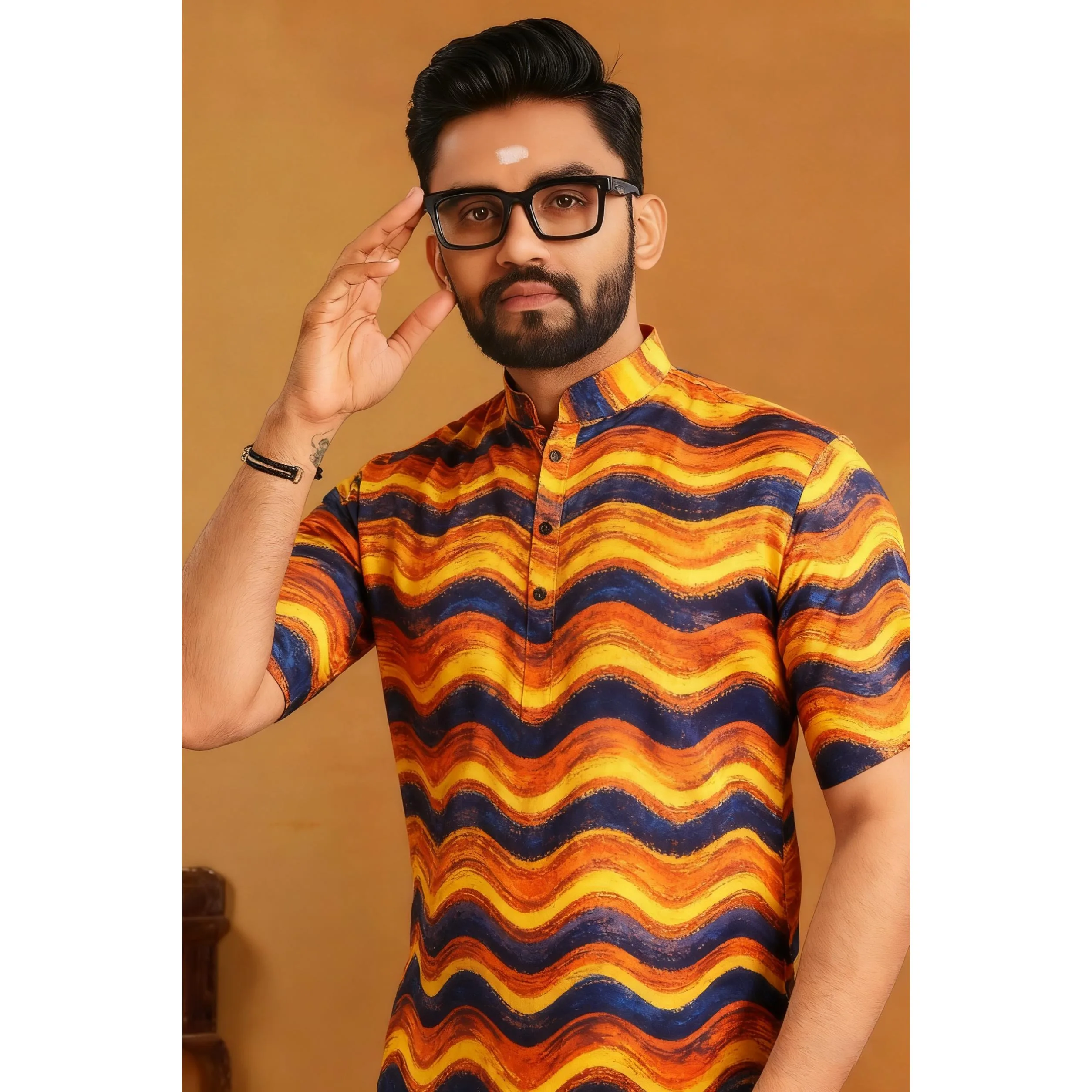 الرجال المسلمات الإسلامية العربية عباية قميص العرقية طباعة 2026 الوقوف طوق الشباب معطف فاخر موضة عادية ملابس بأكمام قصيرة