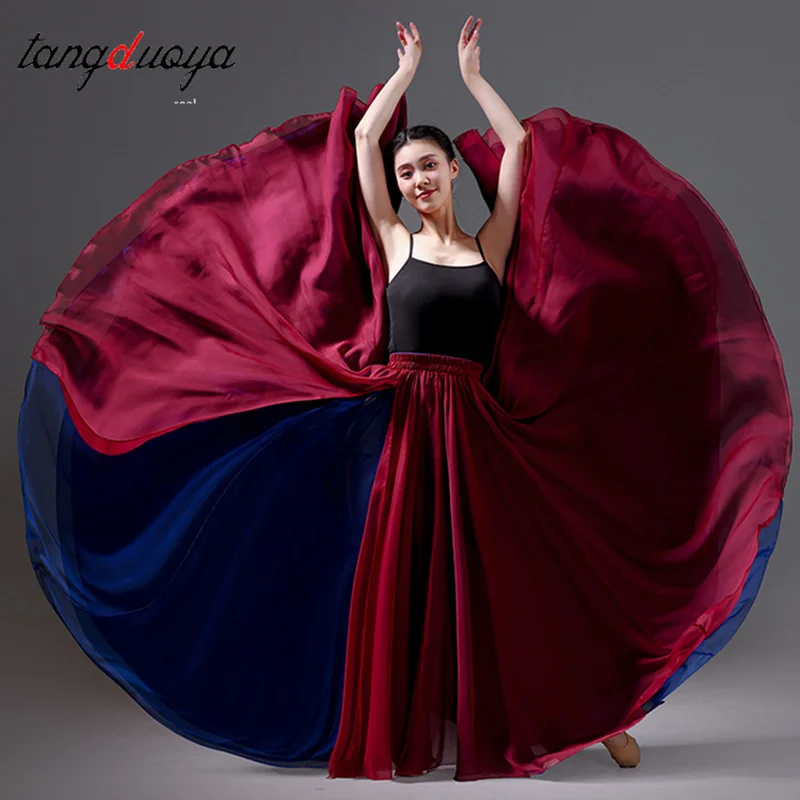 720Degree Skirt Wrap Ethereal Half length skirt Women Classical Dance Skirts Training Skirt Elegant Double Chiffon Swing Skirt