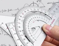4 pcs/Set Square Triangle Ruler Aluminum Alloy Protractor Set Drawing School Supplies 2 Colors Available