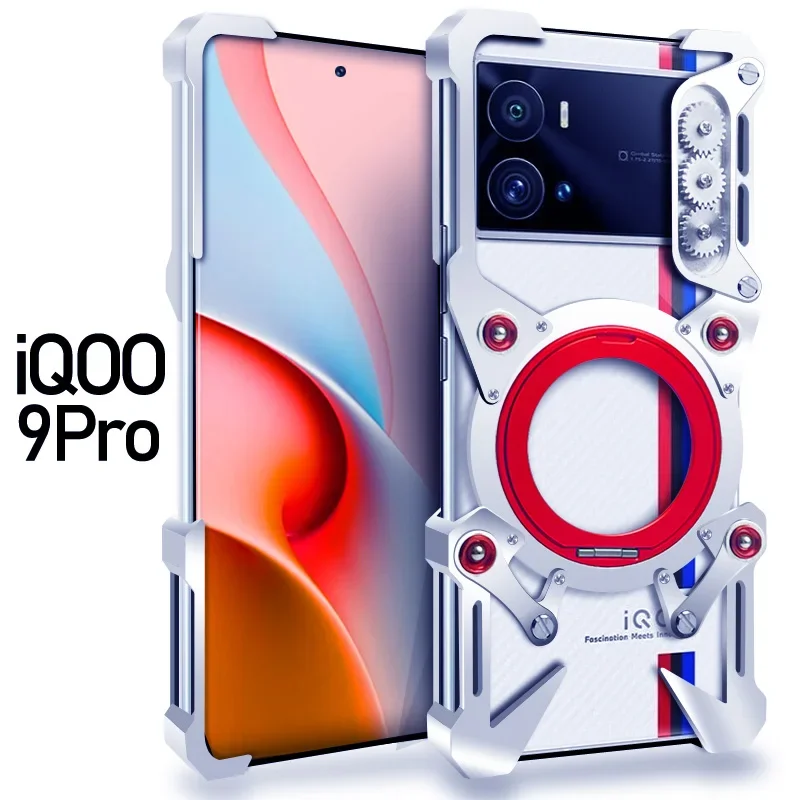 Mechanical Screw Metal Frame Shockproof Cover For VIVO IQOO 13 12 11 9 Pro Alloy Hollow Heavy Duty 360 Ring Holder Bracket Case