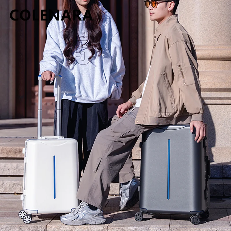 COLENARA Suitcase on Wheels Aluminum Frame ABS+PC Boarding Case 24