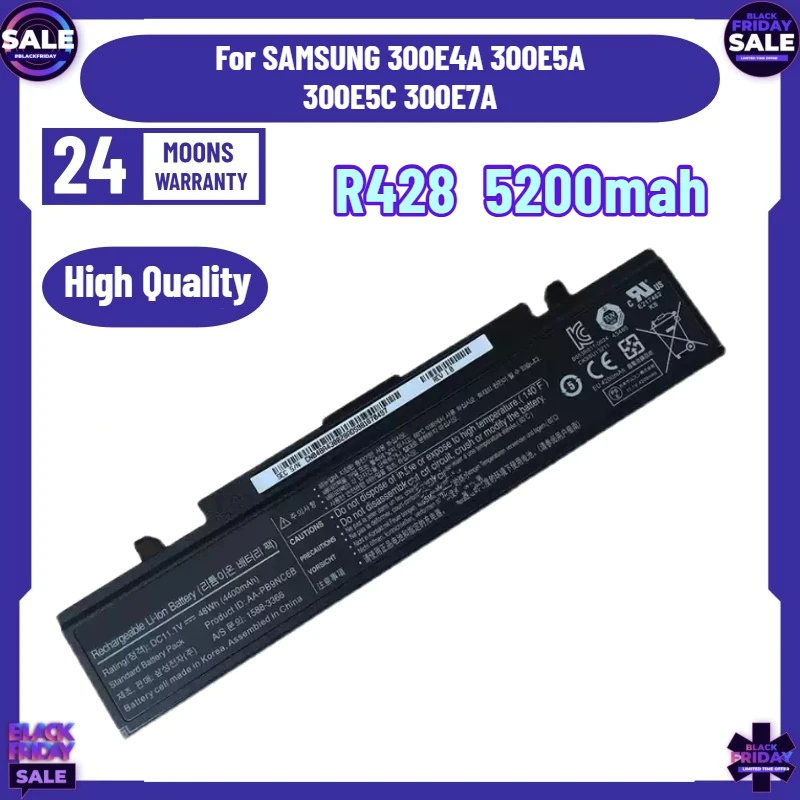 SWZY  5200mAh R428 Laptop Battery for SAMSUNG 300E4A 300E5A 300E5C 300E7A 300V3A 300V4A 300V5A 305E7A 305V4A Series