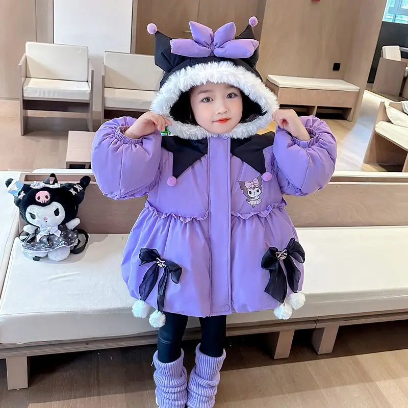 

Children Girls Hooded Lightweight Down Jackets Warm Outerwear Autumn Kids Baby Girls Coats Kawaii Kuromi Melody Casual Clothing