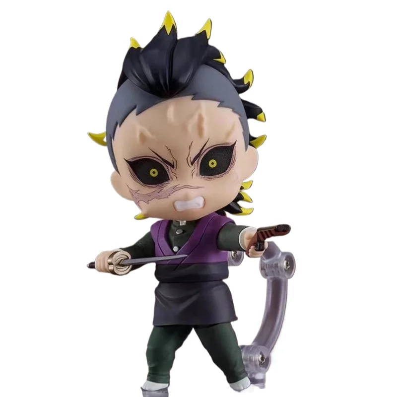 Demon Slayer #2505 Genya Shinazugawa - 10cm Q-Version Posable Figure, 2 Faces, Detachable Sword Car/Desktop Decor Xmas/Bday Gift