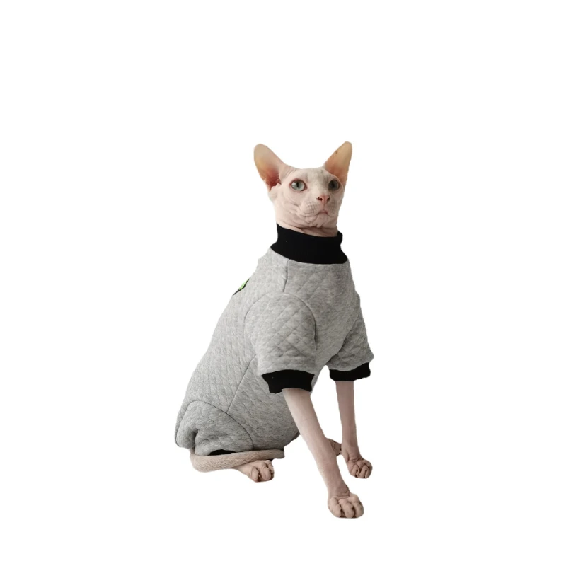 Autumn and Winter Warm Belly Protection Quadruple Cotton Breathable Sphynx Hairless Cat Devon Clothes