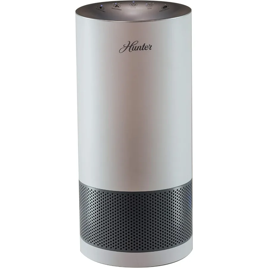 منقي هواء برجي مستدير HP400 من شركة Fan Company للغرف الصغيرة يتميز بترشيح HEPA الحقيقي وفلتر مسبق EcoSilver للحساسية