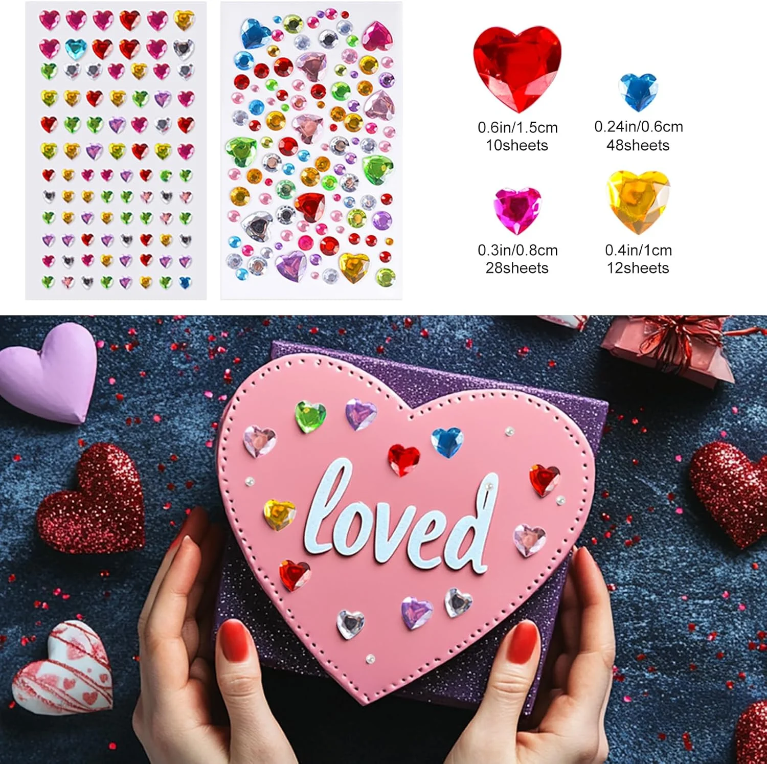 2774 stuks edelsteenstickers juwelen voor ambachten, zelfklevende strass juweel stok op edelstenen, acryl bling hartstickers