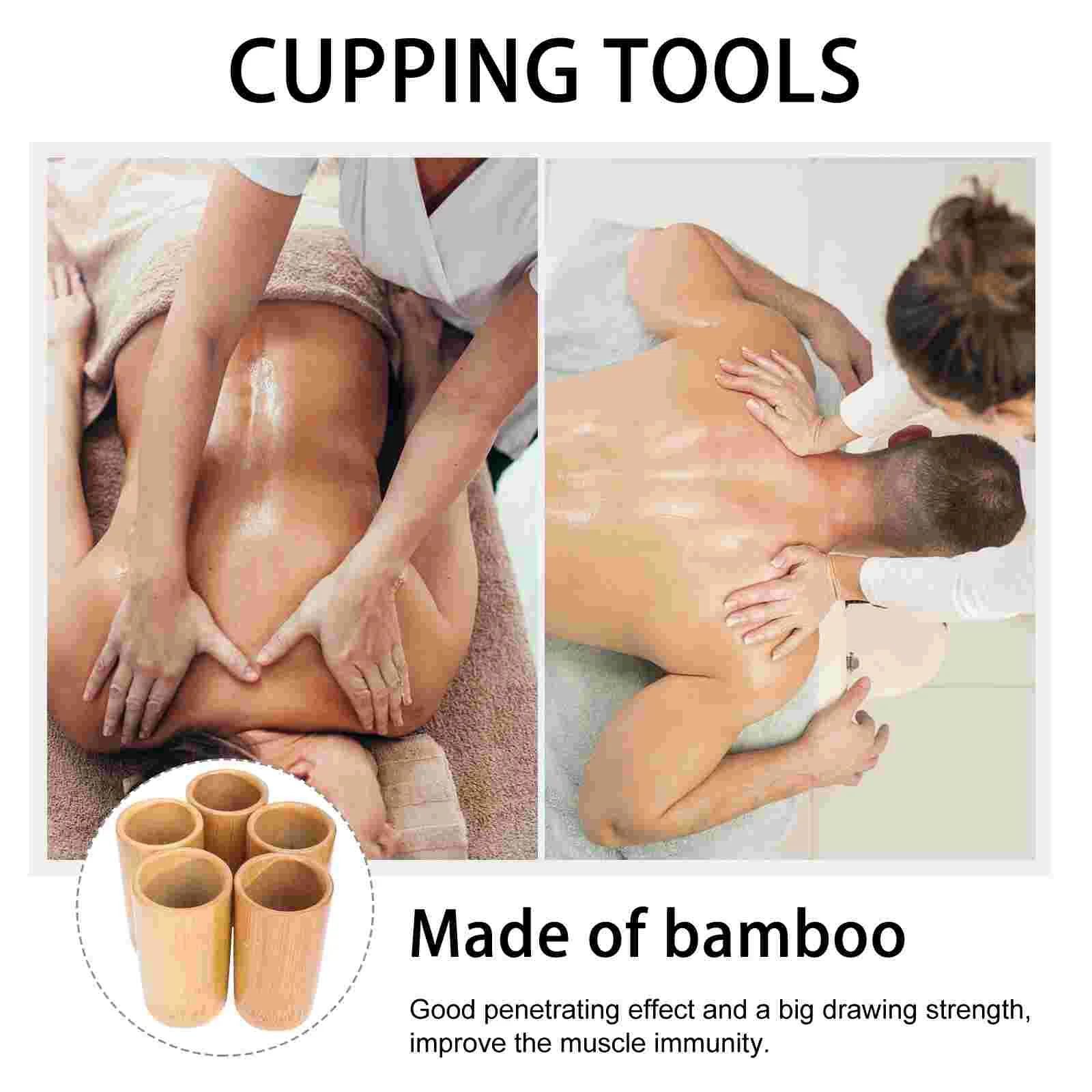 5 Pcs Bamboo Cupping Therapy Supplies Professional Body Massage Vacuum Suction Cups for Home Care Tool Nursing