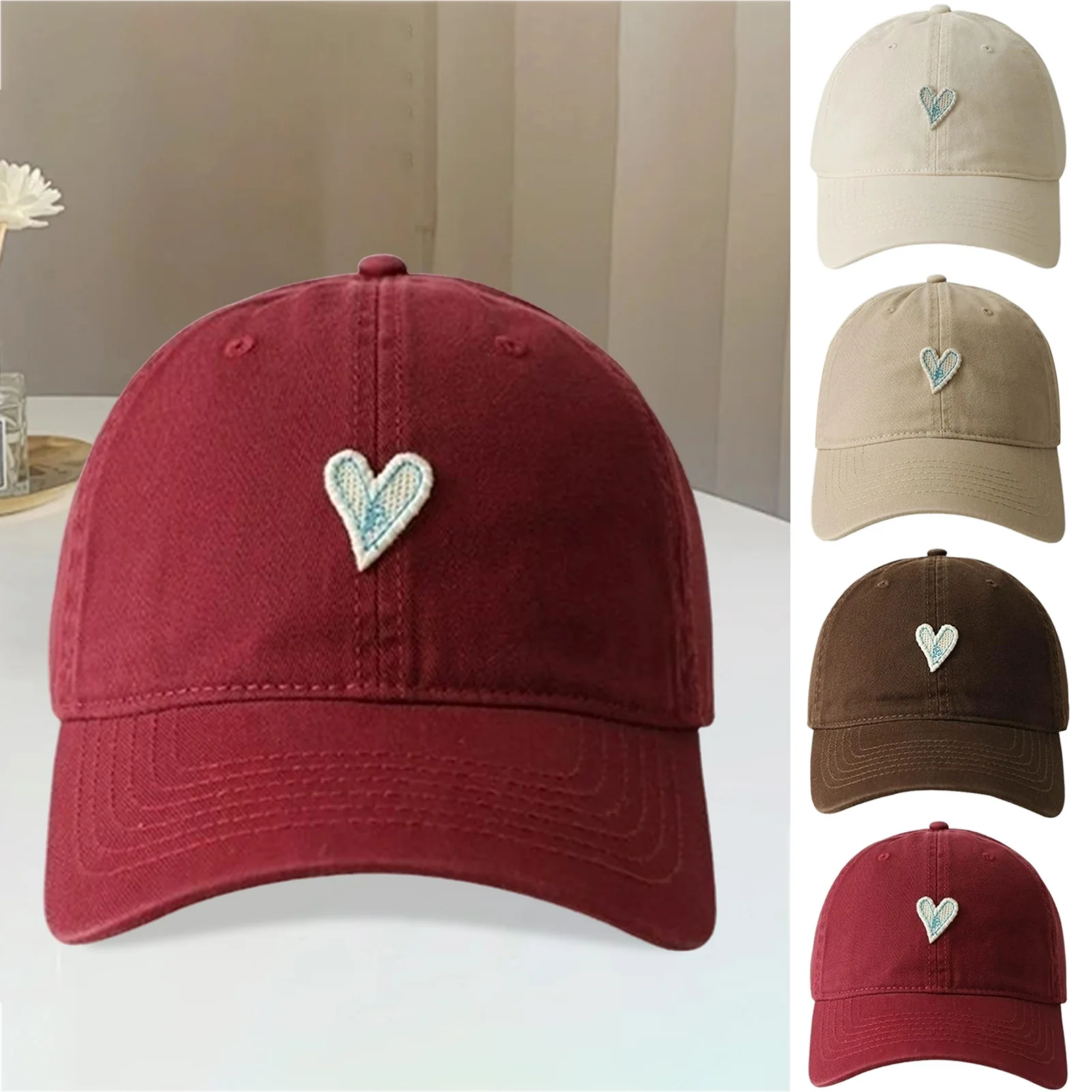 Basic Women's Baseball Cap Sweet Heart Pattern Outdoor Soft Sports Hats for Cycling Fishing Wear EIG88