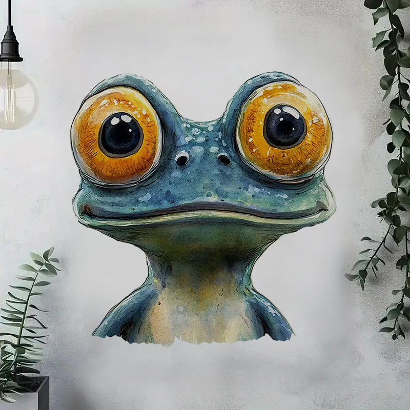 T2308# Big Eyes Frog Toilet Stickers, Bright Wall for Home, Cabinet, Door,Decoration, Vinyl Car Decals, Outdoor Indoor Use