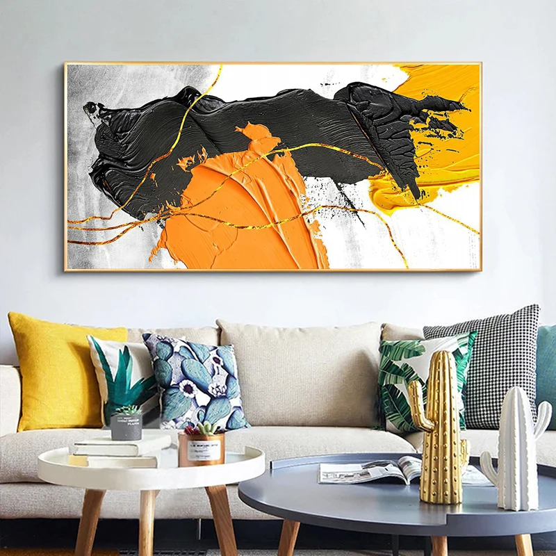 Abstract Colorful Decorative Painting Blue Yellow Posters Canvas Prints Wall Art Pictures for Living Room Home Decor No Frame