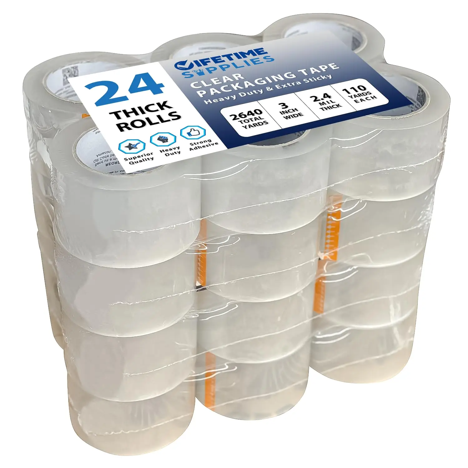

24 Rolls | 2.4 mil Clear | 110 Yards | 3" Premium Packing Tape, Heavy Duty Packaging Tape for Shipping Moving Eccomerce