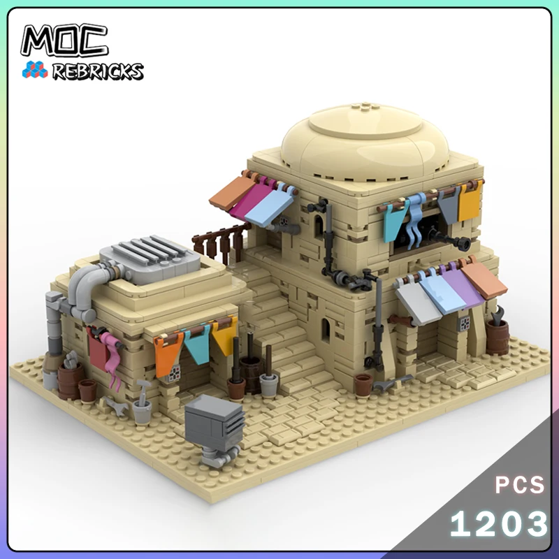 MOC Tatooine Modularny Zestaw Klocków Budowlanych Sala Sterowania Siecią Elektryczną Więzienie Battlefront 2 Dom Pustynia Kolorowa Wersja Model Zestaw Klocków Zabawka