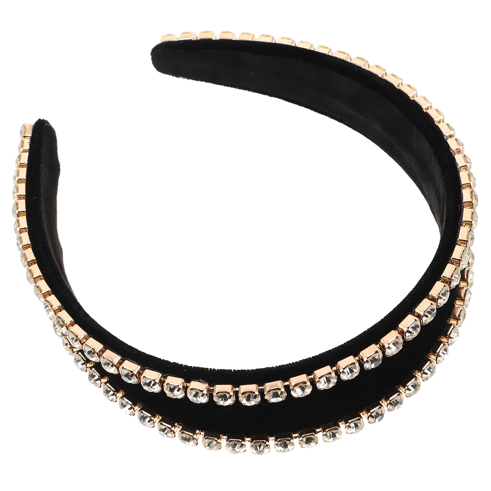 

Wide Brim Headband Rhinestone Hair Accessories Golden Velvet Comfortable Women Fashion Headpiece Decorative Hairstyle Sparkly