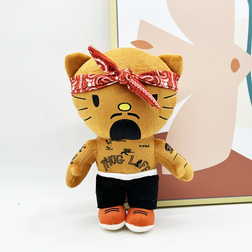 New 25cm Hello Kitty Tupac Plush Doll Figure Stuffed Toys Cute Boys Girls Fans Collect Gifts