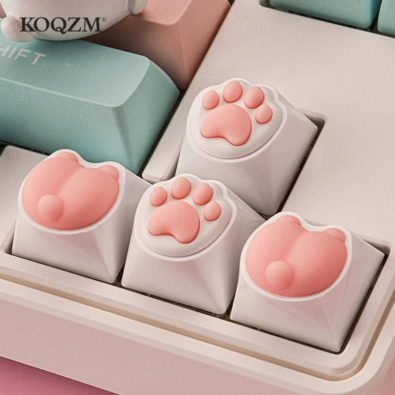 1pc Cute Cat Paw Keycaps For Mechanical Keyboard Cherry MX Switch DIY Custom Key Cap Soft Silicone Keycup Artisan Pink Color