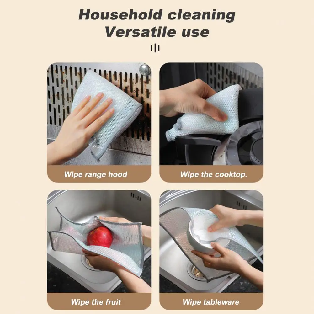 Wet Dry Cloth Kitchen Cloth Set Oil Stain Remover Dish Rag Mesh Grid Weave Towel Multi-purpose Reusable Dishcloth for Wet Dry