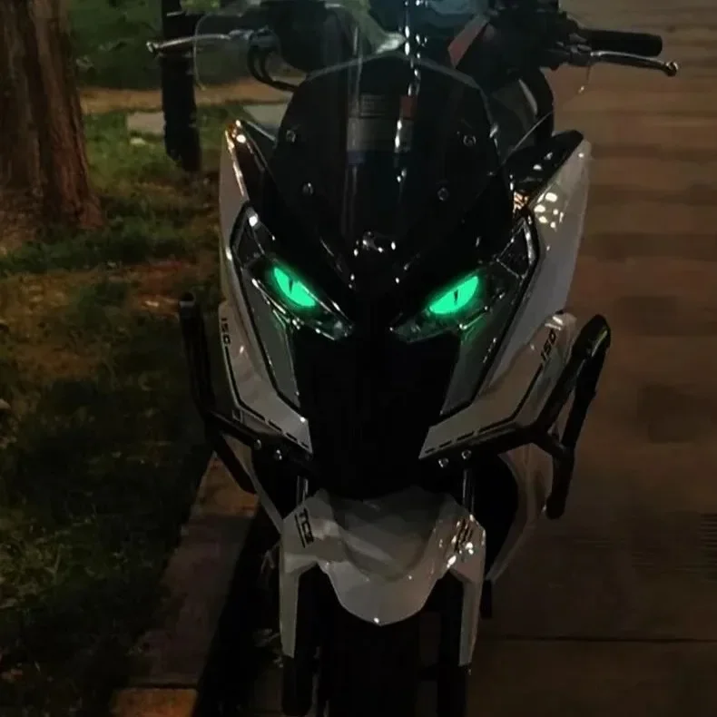 Car Sticker Luminous 3D Decoration Devil Eyes Scooter Motorcycle Headlight Body Trim Universal For Honda Yamaha Suzuki Vespa