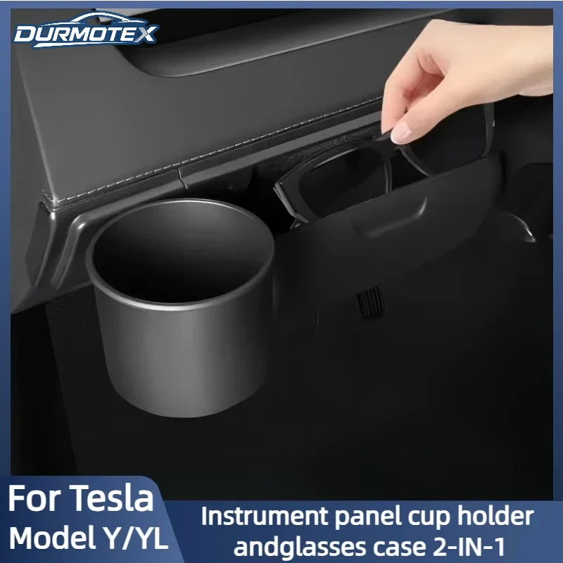 For Tesla Model YL Launch 2026 / Y Juniper 2025+ Car Glasses Case Sunglasses Storage Box Dashboard Glasses Holder Cup Holder Set