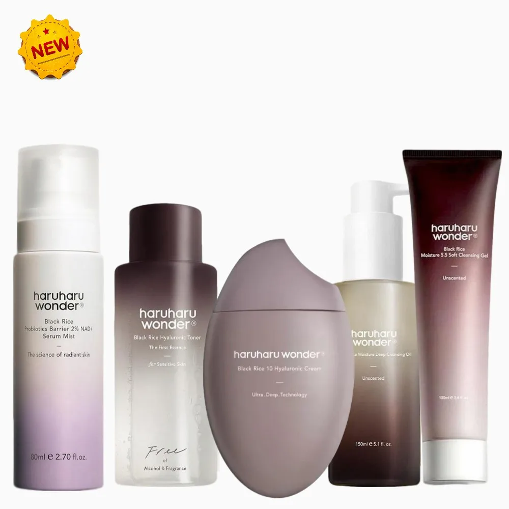 Haruharu Wonder - Tónico Hidratante con Ácido Hialurónico y Arroz Negro, Aceite Desmaquillante, Hidratación Profunda, Limpieza, Cuidado de la Piel Coreano