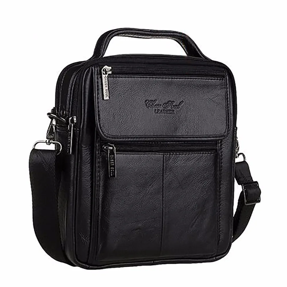 Imagem -02 - Bolsa Crossbody de Couro Genuíno para Homens Bolsa de Ombro Mensageiro Bolsa de Couro Comercial de Alta Qualidade Bolsas de Viagem Casuais