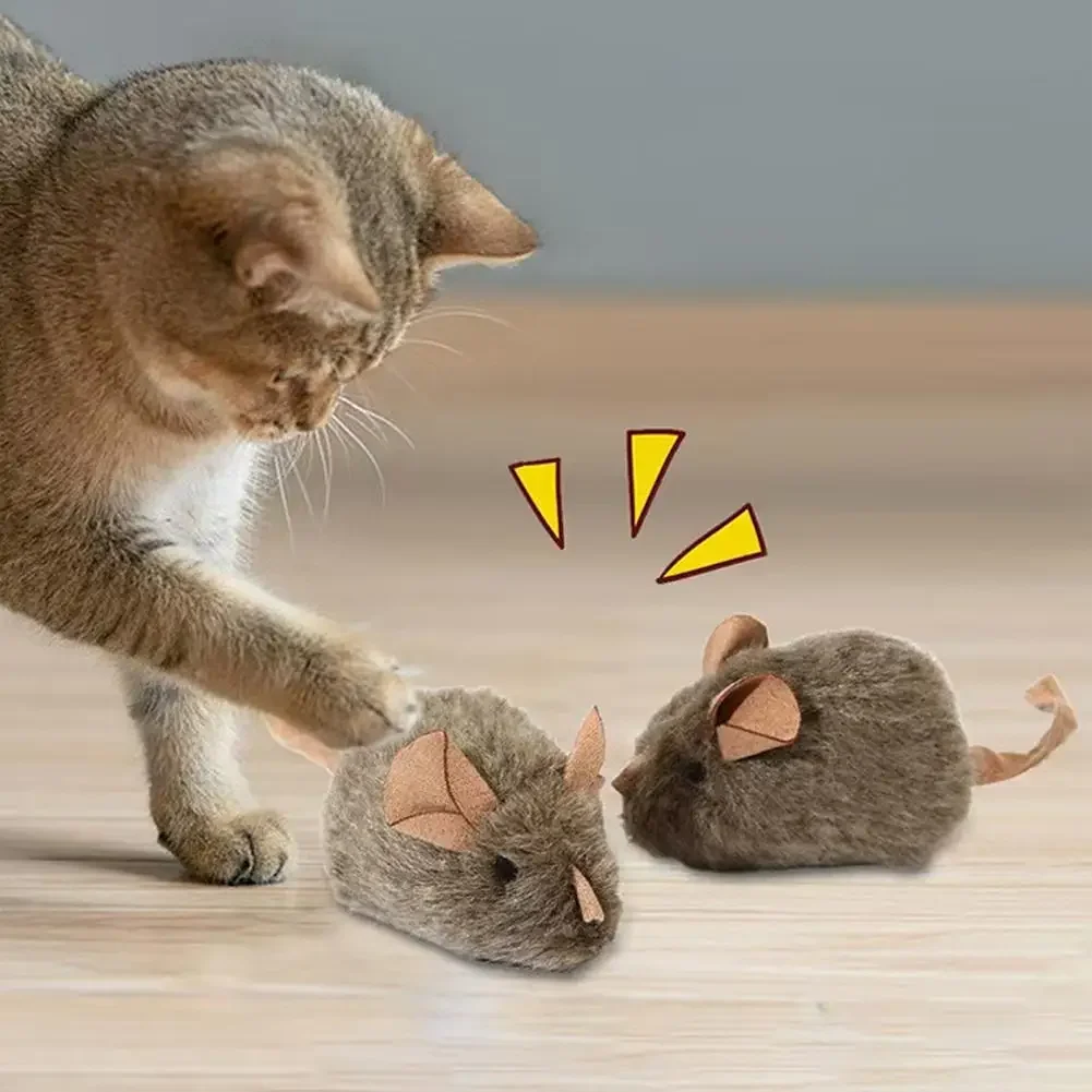 Funny Plush Mice Cat Toy Simulation Mouse Kitten Toy Bite-resistant Automatic Chirping Interactive Cat Chew Toy