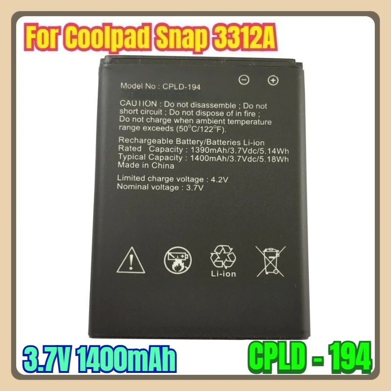 

3.7V 1400mAh Mobile Phone Battery CPLD - 194 for Coolpad Snap 3312A