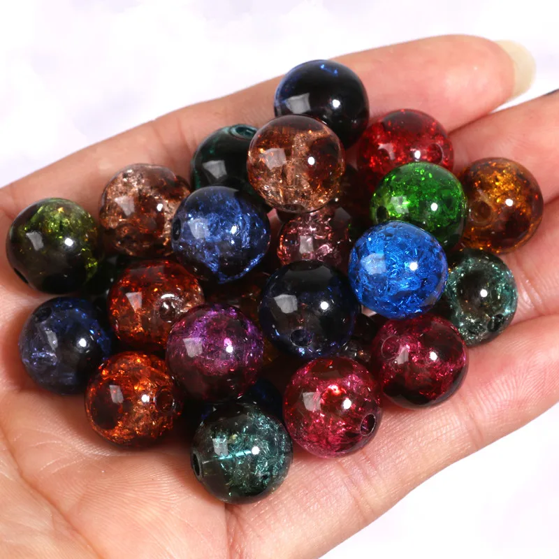 12/16mm runde, geknitterte Acrylperlen, mehrfarbig, lose Abstandshalterperlen für Armbänder, Halsketten, Handyketten, DIY-Schmuckzubehör