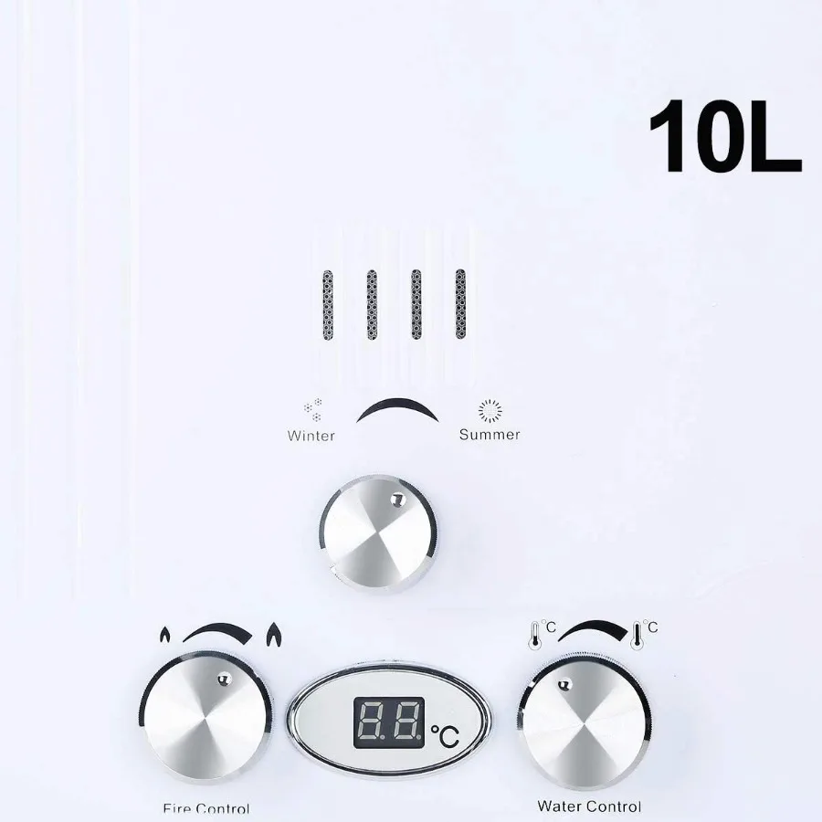 10L غاز البروبان Tankless سخان مياه غاز البترول المسال في الهواء الطلق 20KW 2.6 GPM شاشة ديجيتال للتدفئة المنزلية والاستخدام في الهواء الطلق مع كفاءة عالية